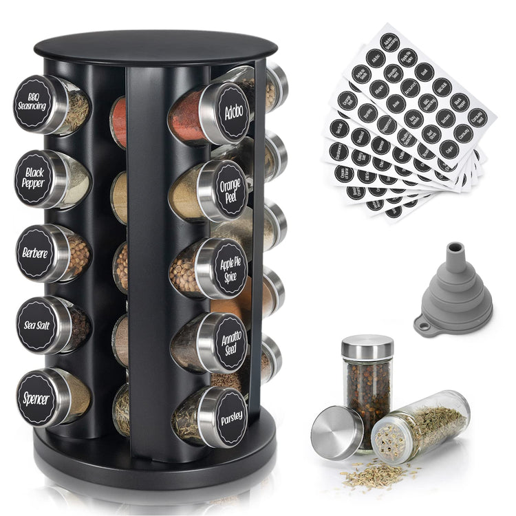Black Countertop Revolving Spice Rack (20 Count)