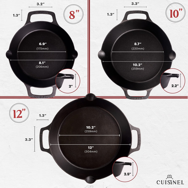 Cast Iron Skillet + Cast Iron Lid Set