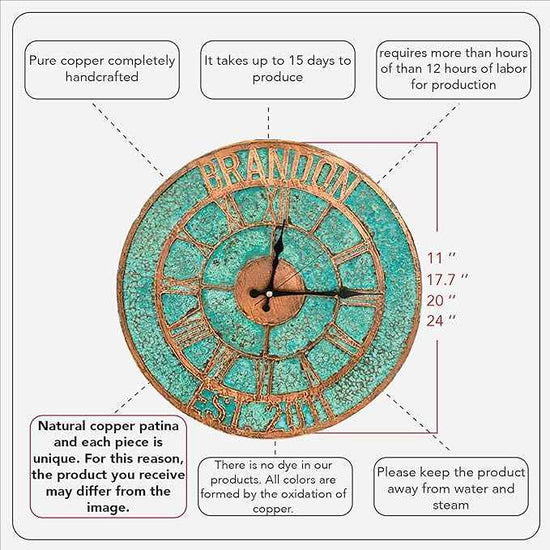 Handmade Copper Wall Clock Artisan Touch in Every Piece - Tree of Time Wall Decor Clock for Living Room, Office, Kitchen & Bedroom (Your Wall Clock, 11)