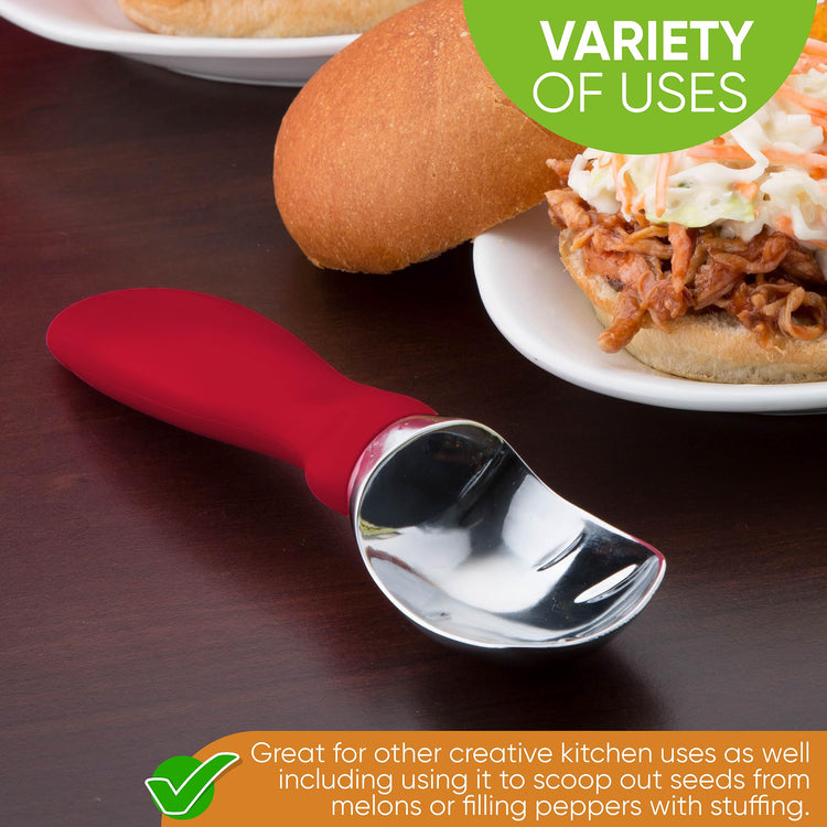 Heavy Duty Metal Ice Cream Scoop with Soft Grip Handle