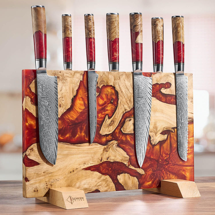 SENKEN "Red Tsunami" Extra Large Magnetic Knife Block