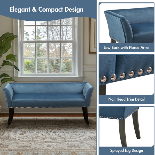 Accent Bench Upholstered with Nailhead Trim