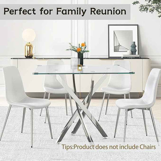 36" Square Glass Dining Table Set for 4, 5-Piece Modern Kitchen Table with 4 Blue Scoop-Shape Velvet Chairs, Modern Circle Leisure Table for Home Office Dining Room Small Spaces (Gold Leg)