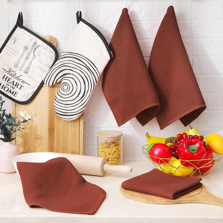100% Cotton Waffle Weave Kitchen Dish Cloths 6 (6 Count)