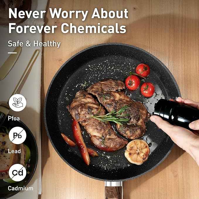 DishDelight Induction Pots and Pans Set Non Stick, 12 Piece Nonstick Kitchen Cookware Sets, Nonstick Granite Cooking Set Induction Pots and Pans, Induction Cookware Sets with Frying Pans, Black