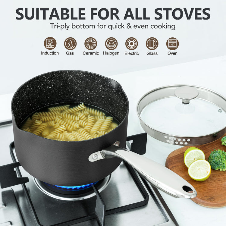 Hard Anodized Saucepan Set with Lids (3 Count)