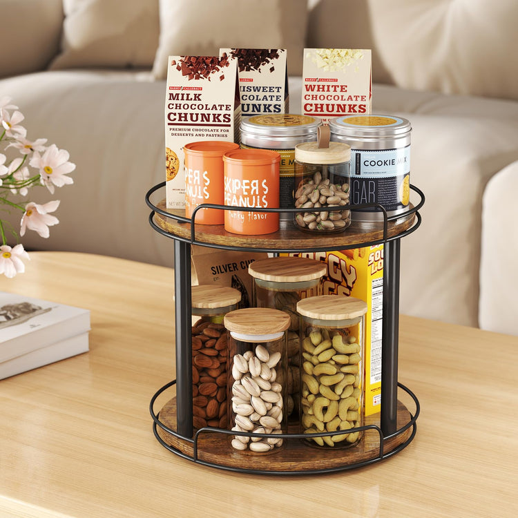 10'' Wood Lazy Susan Turntable Organizer for Cabinet