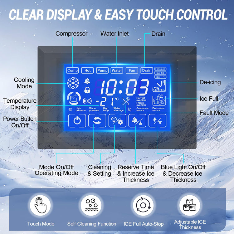 500 lbs High Output Commercial Ice Machine Freestanding Self