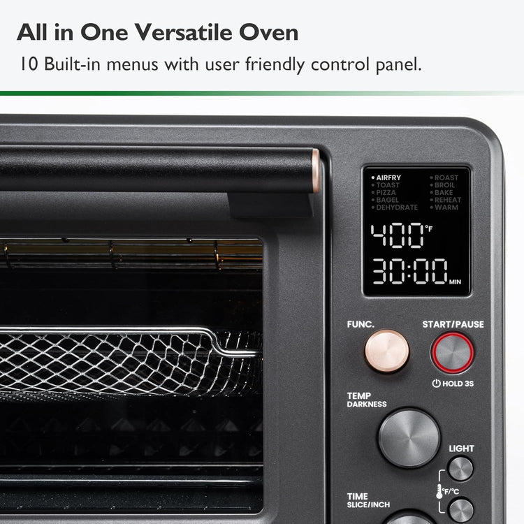 Infrared Heating Air Fryer Toaster Oven Combo, with Non-toxic Enamel-coated Interior, Extra Large Countertop Convection Oven 10-in-1 Combo, 6-Slice Toast, Enamel Baking Pan Easy Clean