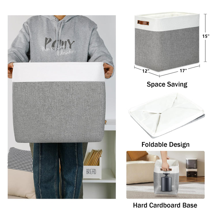 Storage Baskets 17 inch Large Basket for Blanket Living Room (3 Count)