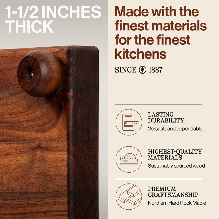 B Series Square Wooden Walnut Cutting Board 12”x12”