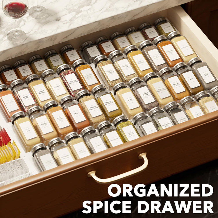 Bamboo White Spice Drawer Organizer