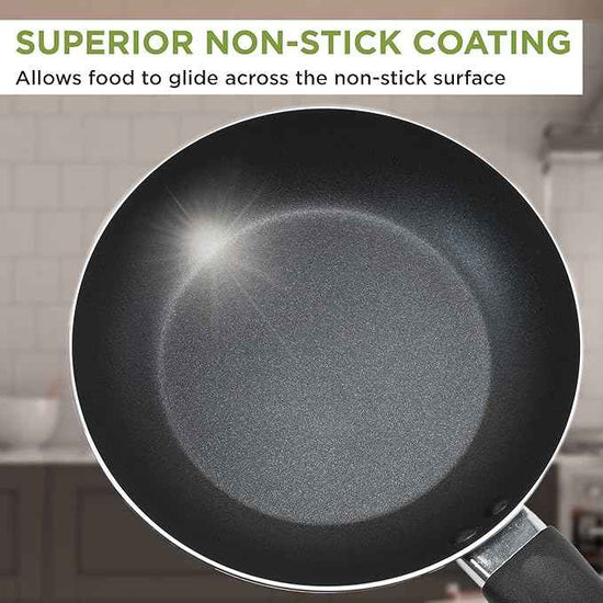 Ecolution Easy Clean Nonstick Cookware Set, Dishwasher Safe Kitchen Pots and Pans Set, Comfort Grip Handle, Even Heating, Ultimate Food Release, 12-Piece, Red