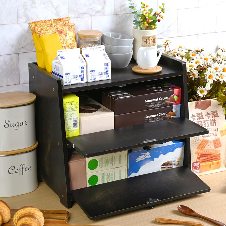 Bamboo Corner Bread Box for Kitchen Countertop 2