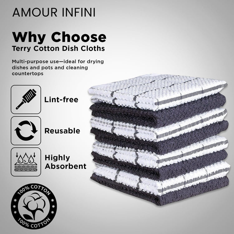 Cotton Kitchen Dish Cloths Set of 8 (8 Count)