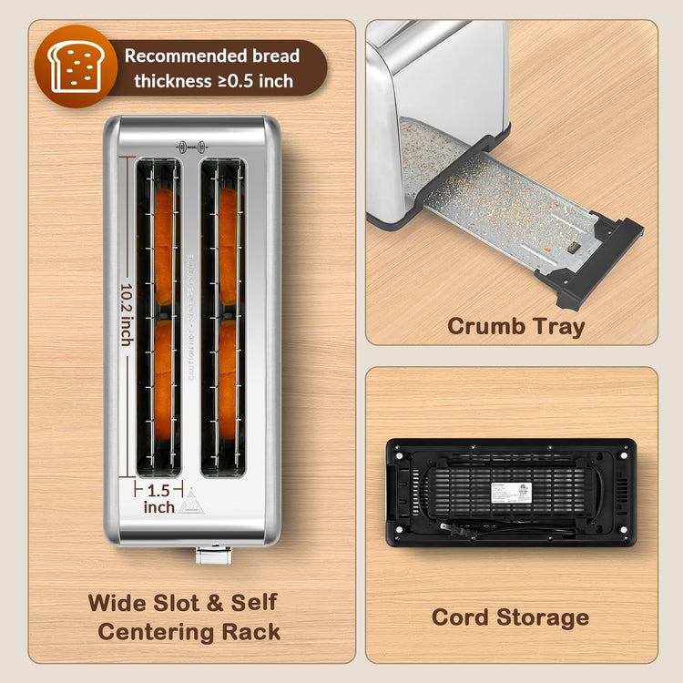 4 Slice Toaster Touch Screen 1.5" Long Slot