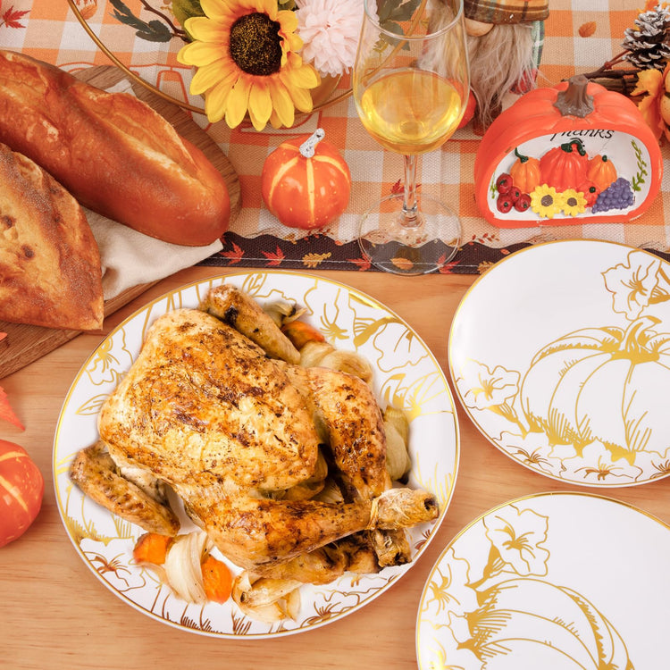 60PCS Thanksgiving Plates & Gold Pumpkin Plates (60 Count)