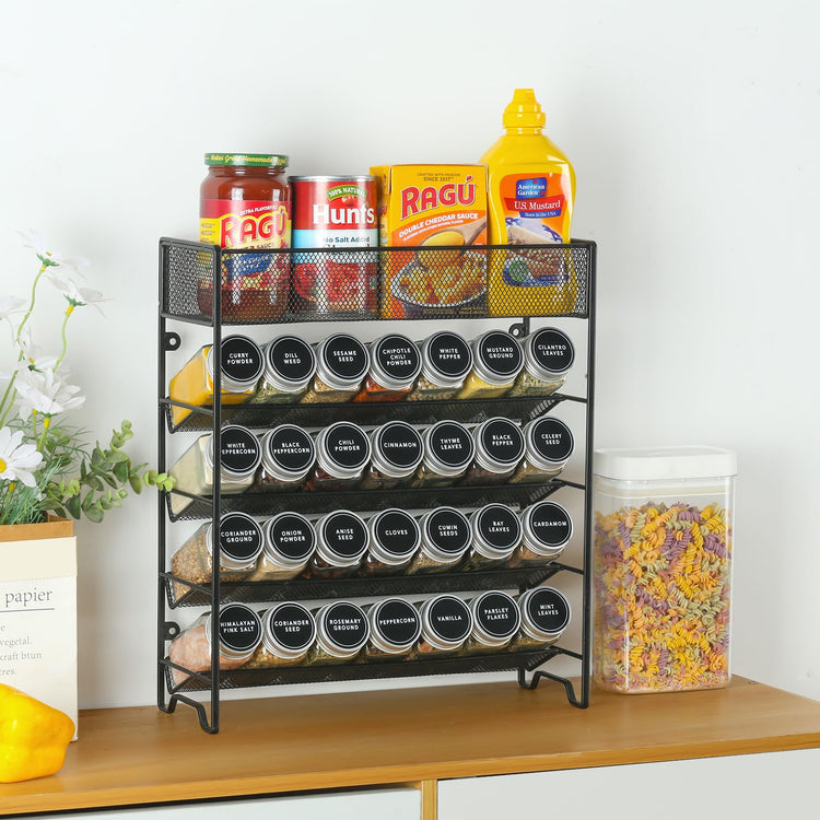Spice Rack Organizer with 28 Spice Jars
