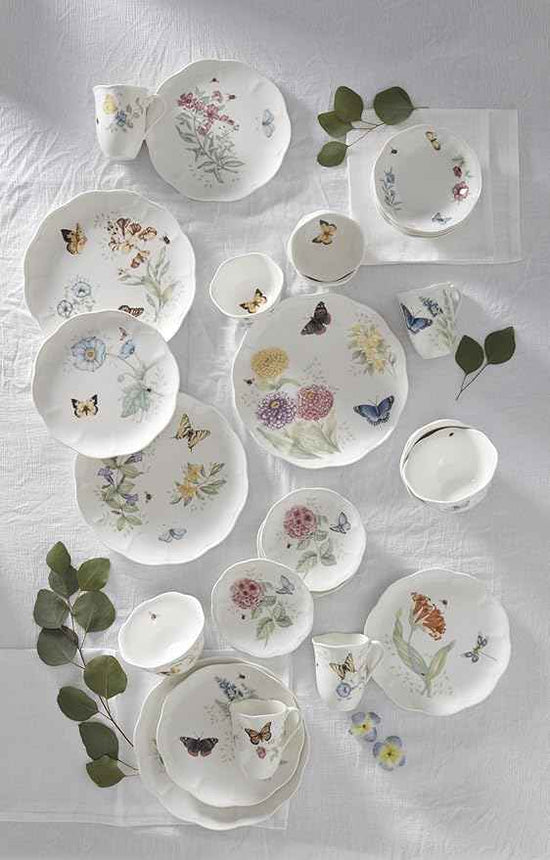 Lenox Dinnerware Set, Butterfly Meadow 28-Piece Set, Service For 4, Porcelain Plates With Scalloped Edges, Plates And Bowls Sets, Microwave Safe, Dishwasher Safe, Home & Kitchen (28 Piece, Assorted)