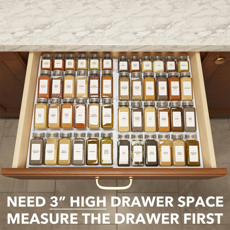 Bamboo White Spice Drawer Organizer
