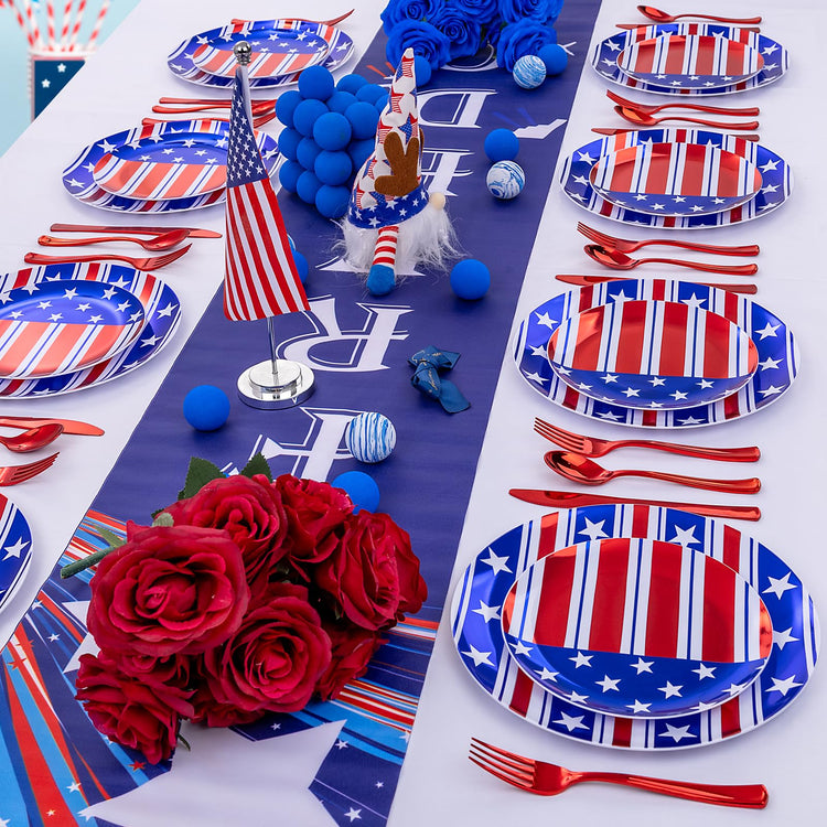 60PCS 4th of July Plates & Red White Blue Plates for Independence Day (60 Count)