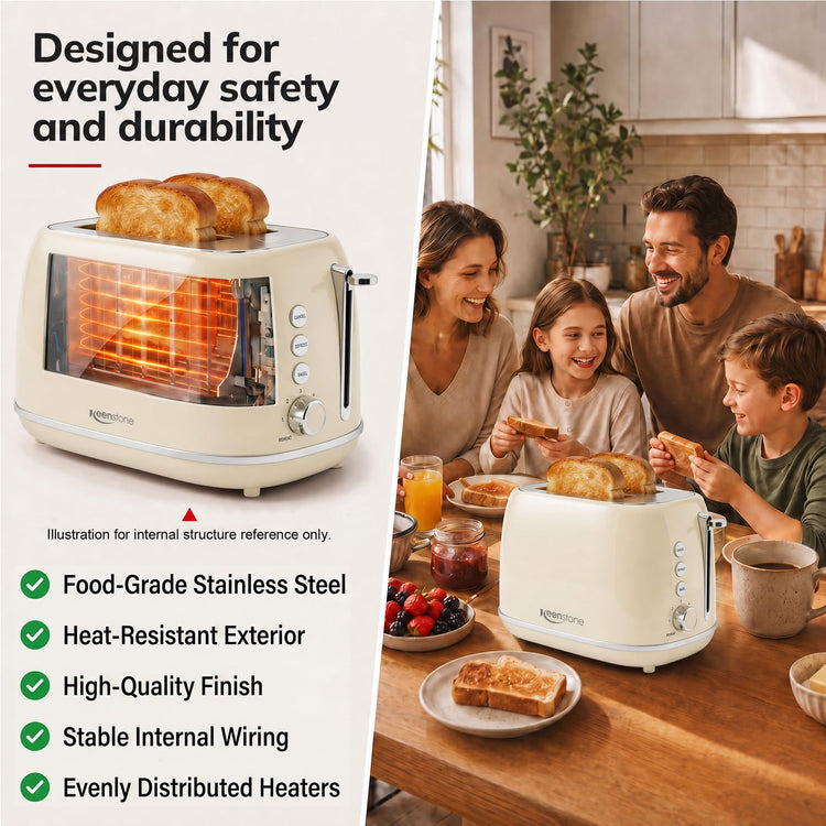 Toasters 2 Slice Retro Stainless Steel Toasters with Bagel