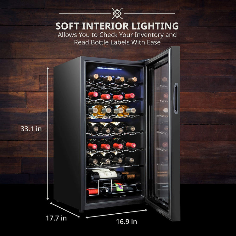 28 Bottle Compressor Wine Cooler Refrigerator with Wi