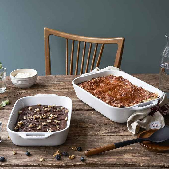 STAUB Ceramics Rectangular Baking Dish Set, 2 pc, White
