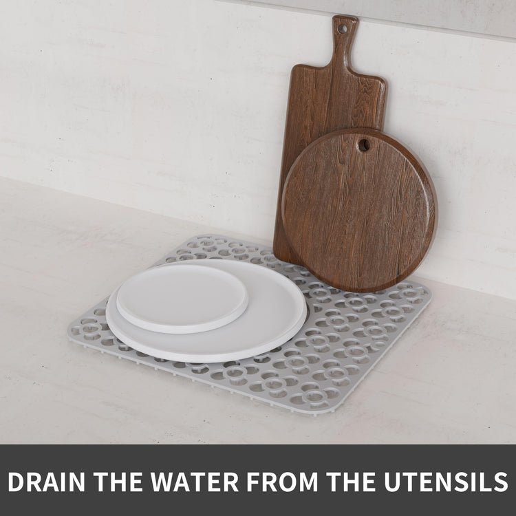 2PCS Sink Mats Sink Protectors Dish Racks Dishwasher Safe Grid Mats for Kitchen Sink Silicone Protect Sink from Stains Damage Scratches Non Slip Heat Resistant Rust Resistant 11"X12" Grey (2 Count)