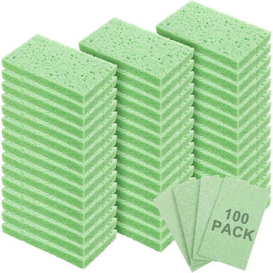 100 Pieces Compressed Wood Pulp Dish Sponges for Kitchen (100 Count)