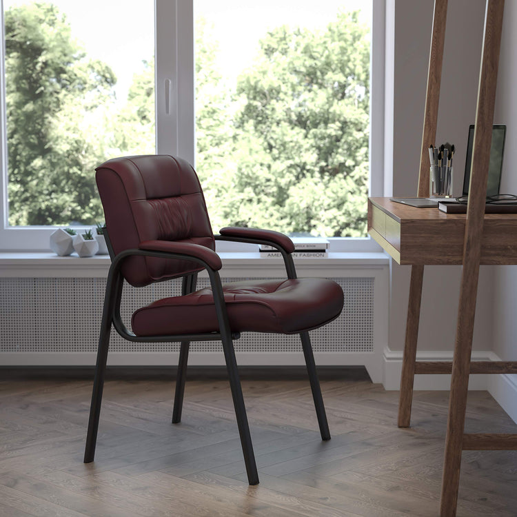 Haeger LeatherSoft Tufted Executive Reception Chair with Padded Armrests