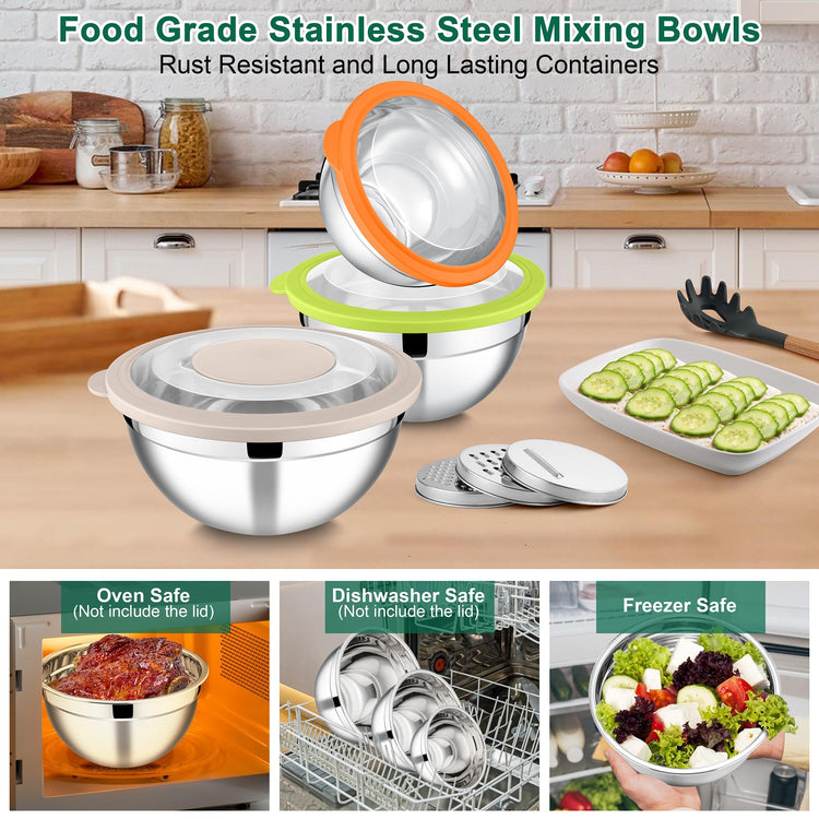 Mixing Bowls with Lids and Graters (3 Count)