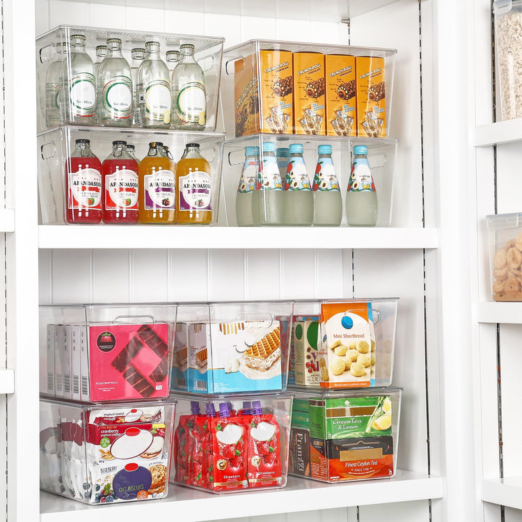 8 Pack Clear Stackable Storage Bins with Lids and Handles (8 Count)