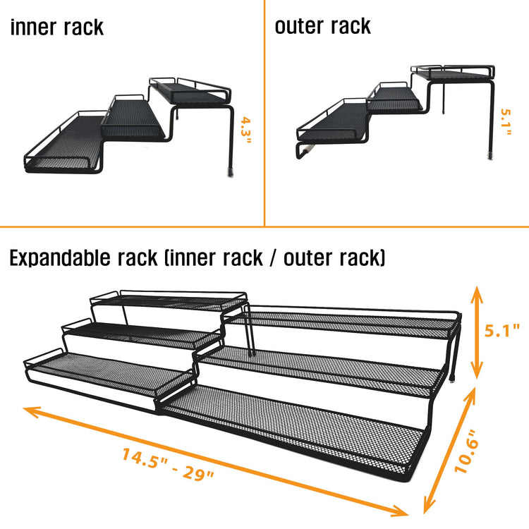 3 Tier Wide Expandable Cabinet Spice Rack Organizer