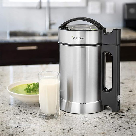 Brand - IAE15-1.9 Liter Automatic Hot Soy Milk (Almond, Rice, Quinoa Milk) Soup, Porridge & Cold Juice Maker - 2 Layer Stainless Steel - Recipe Booklet