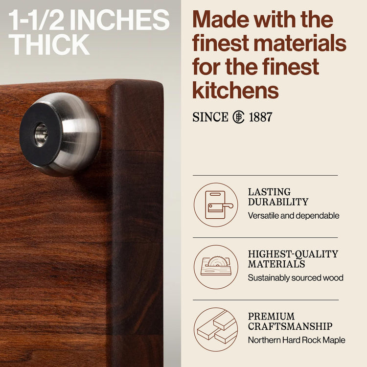 B Series Square Wooden Walnut Cutting Board 12”x12”