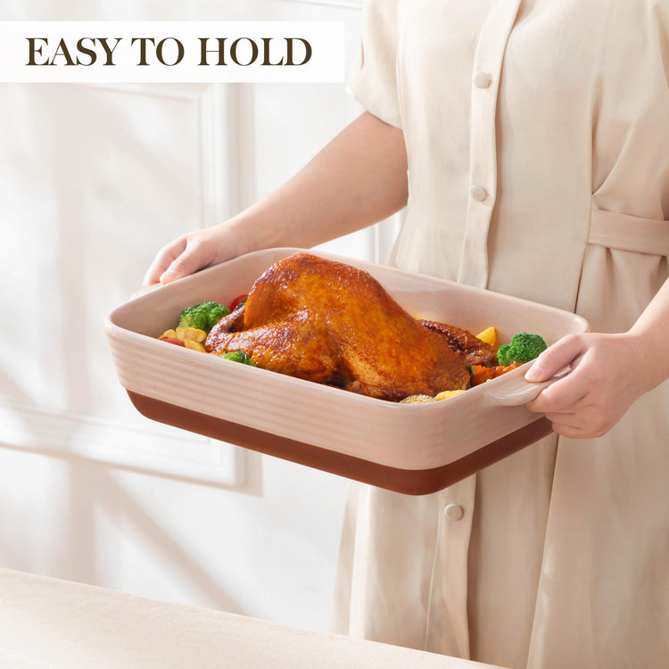 Large 9x13 Ceramic Baking Dish with Handles