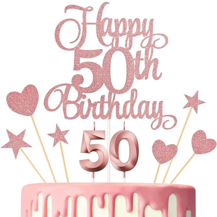 50th Birthday Cake Decorations (9 Count)