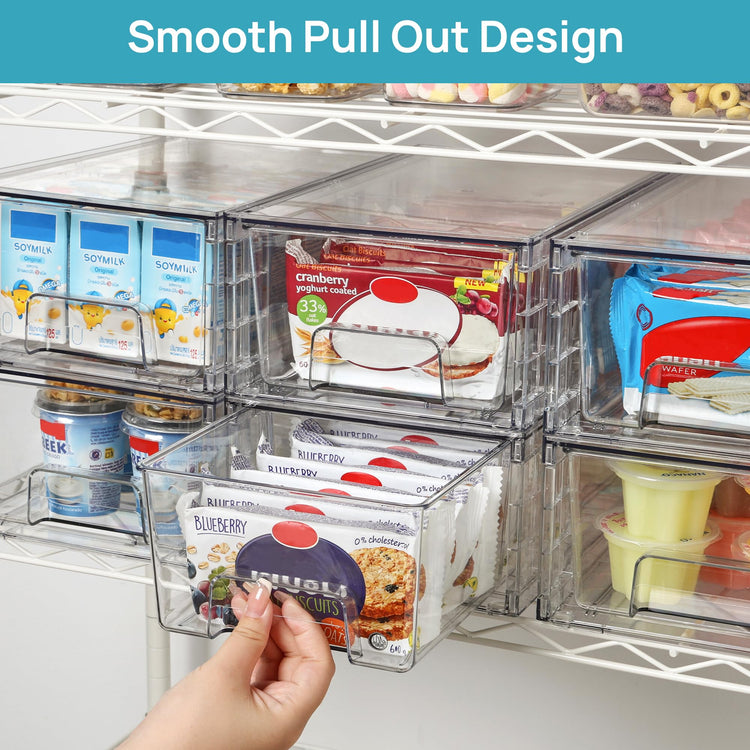 6 Pack Stackable Storage Drawers (6 Count)