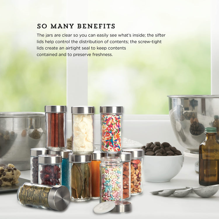 Clear Reusable 3 Oz Jars With Stainless Steel Shaker Lids