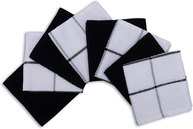 AMOUR INFINI Dish Cloths for Washing Dishes Set of 8 - Highly Absorbent, Super Soft Kitchen Dishcloths - Reusable Quick Dry Dish Rags for Cleaning & Drying Kitchen Linens (12x12 Inch - Black) - Nestoria