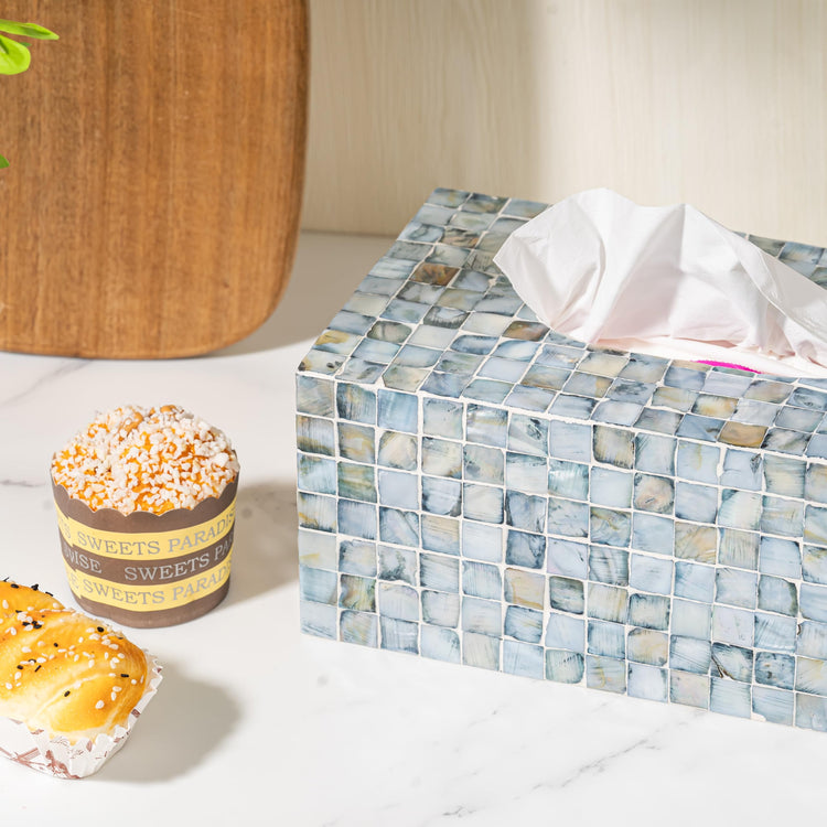 Rectangular Mother of Pearl Tissue Box Capiz Shell Handmade Rectangle Tissue Box Cover Holder Decorative Napkin Dispenser Organizer Rustic Farmhouse Vintage Decor