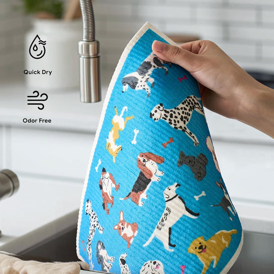 RECYCO Swedish Dishcloths for Kitchen | 4 Pack Oversized Washable Dish Rags | Large Cellulose Reusable Cleaning Paper Towels | Absorbent Counter Dish Cloth Sponge XL Kitchen Wipes, 12" L x 10" W - Nestoria