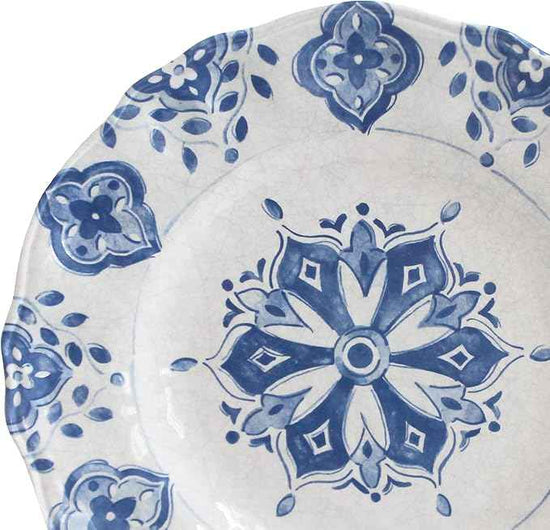 Le Cadeaux 18 Piece Luxury Melamine Dinnerware Set, Service for 6 (Moroccan Blue)