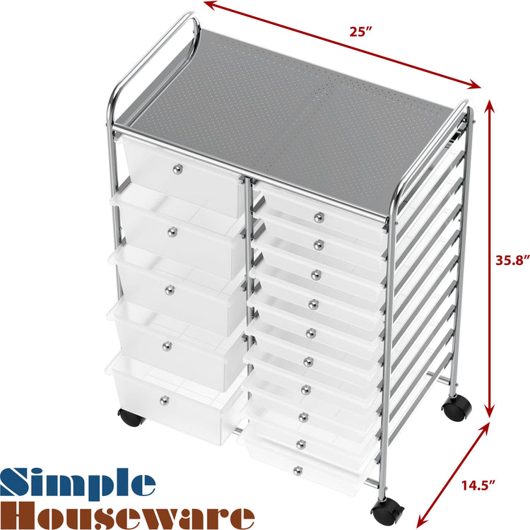 15 Drawers Rolling Utility Cart Art Craft Storage
