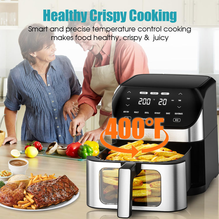 Air Fryer 6.2 QT Large Capacity Oilless Hot Air Fryers Oven 1500W Healthy Cooker with 10 Presets