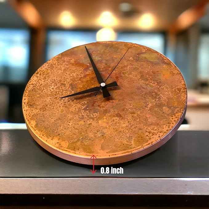 Handmade Copper Wall Clock Artisan Touch in Every Piece - Tree of Time Wall Decor Copper Clock for Living Room, Office, Kitchen & Bedroom (Rusty Clock, 17.7)