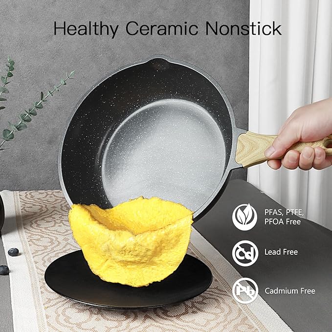GiPP Ceramic Pots and Pans Set Non Stick - 22Pcs Nonstick Cookware Set, Non-Toxic Healthy Kitchen Cooking Set w/Frying Pans Set, Dishwasher Safe, PFAS PTFE PFOA PFOS Free, Dark Gray