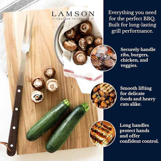 Lamson Premier 20" Walnut 4-Piece Deluxe BBQ Set