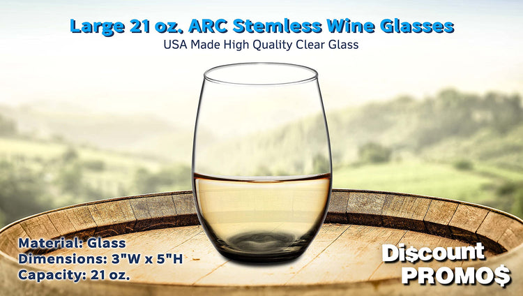 10 ARC Stemless Wine Glasses Set (10 Count)